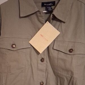 Denim&Co Olive Green Utility Jean Jacket